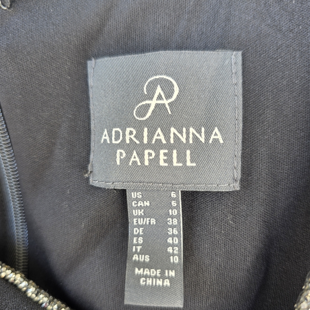 Adrianna Papell Women Ruffled Gown Sz 6 Asymmetric Hem Black NWT Old Money Party - Picture 6 of 15